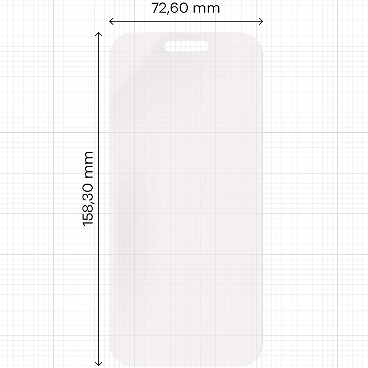 Miarka z wymiarami folii matowej Bizon Glass Film Sun do Apple iPhone 16 Pro Max