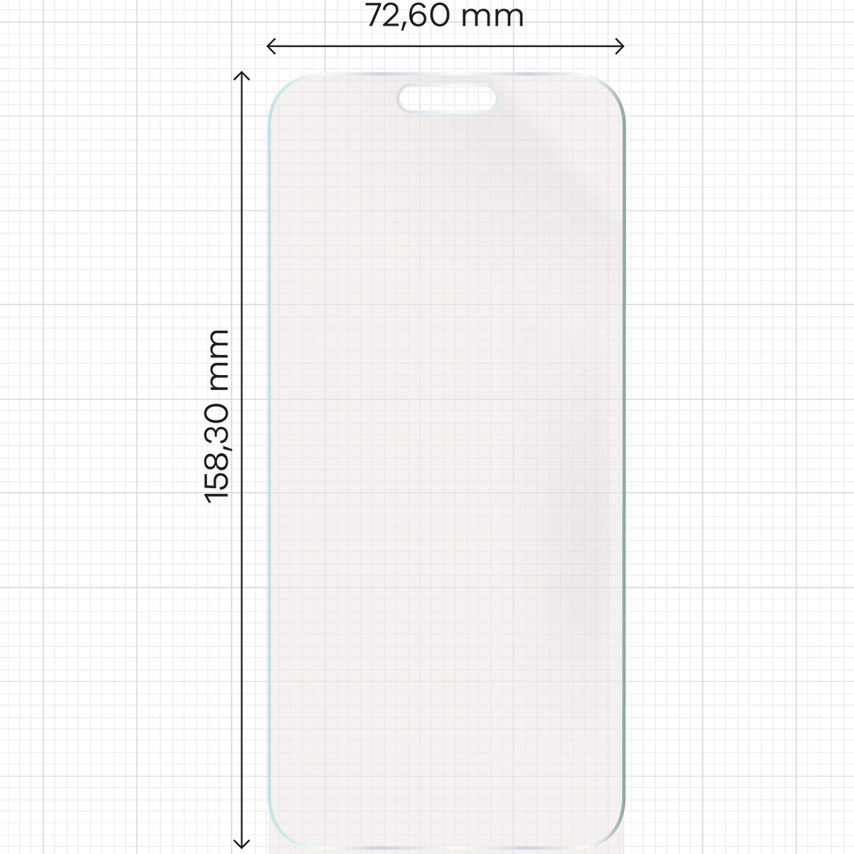 Miarka z wymiarami folii matowej Bizon Glass Hydrogel Sun