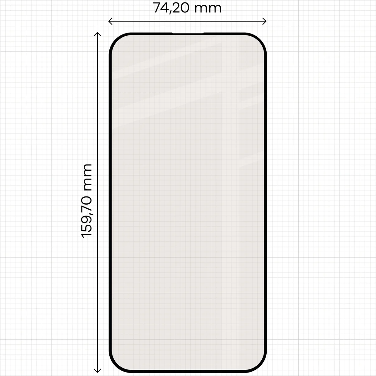 Miarka z wymiarami szkła matowego Bizon Glass Matte do Apple iPhone 16 Pro Max
