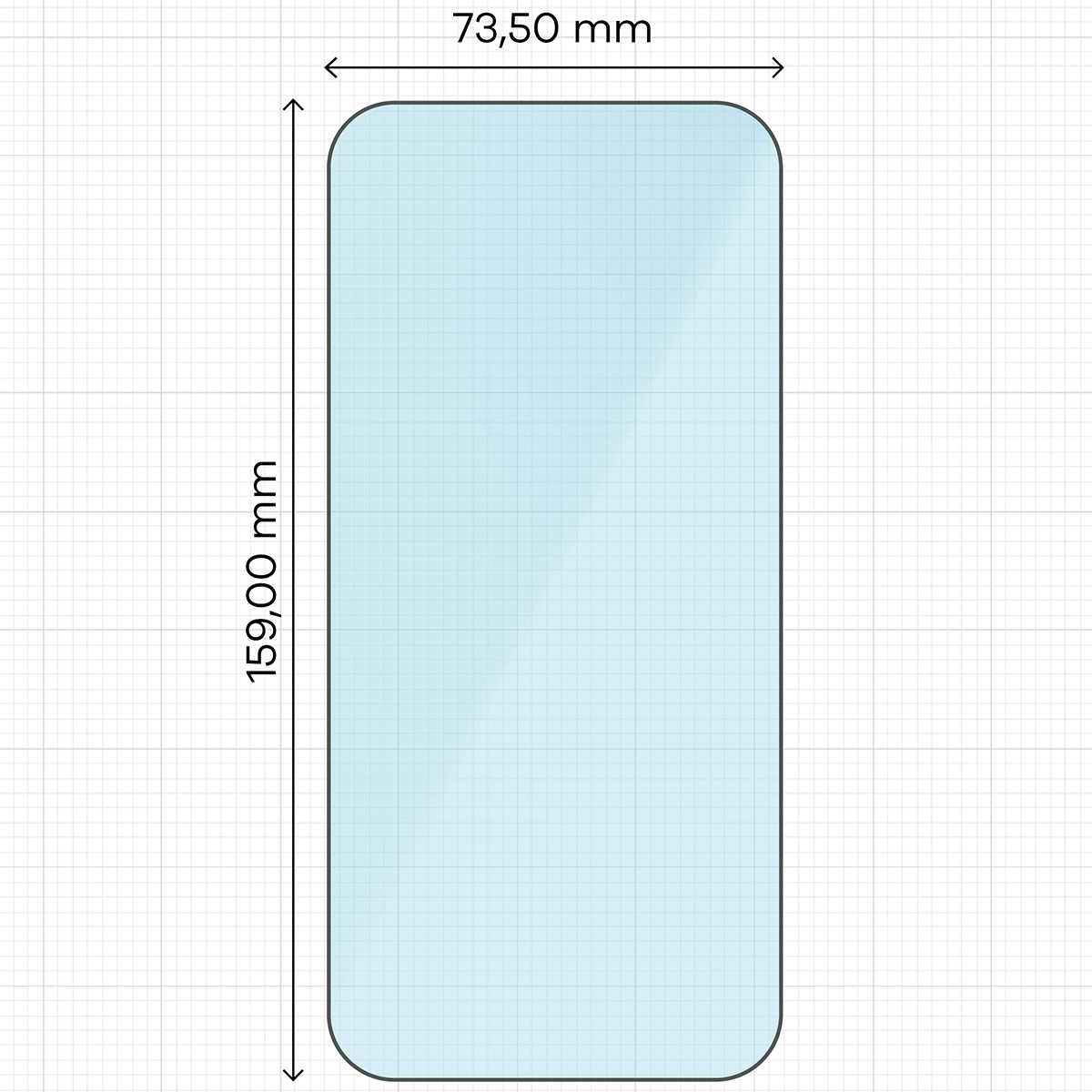 Messschieber mit den Abmessungen des Panzerglases Bizon Smart Glass für iPhone 16 Pro Max