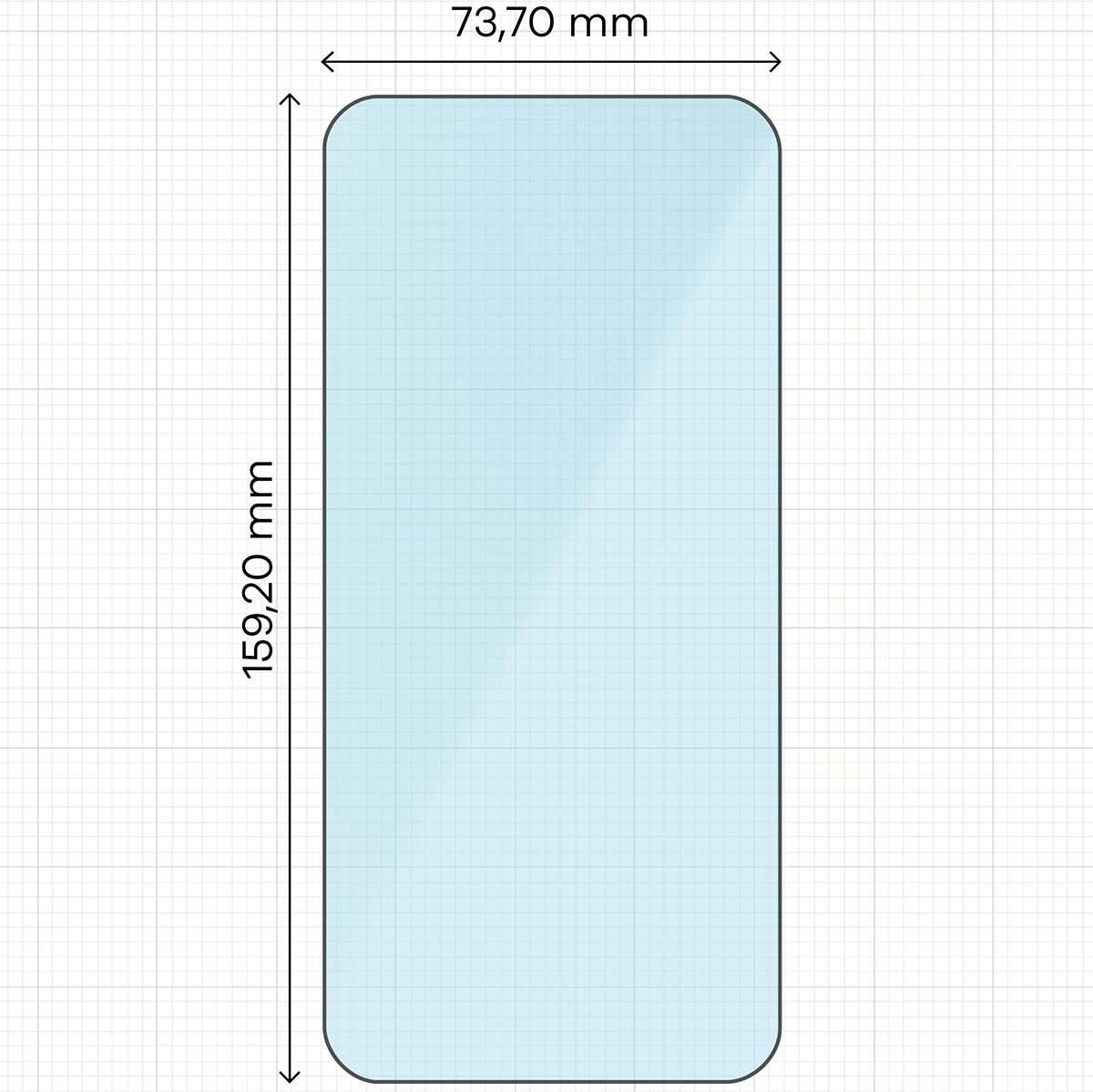 Miarka z wymiarami szkła hartowanego Bizon Smart Glass do Apple iPhone 16 Pro Max / Apple iPhone 17 Pro Max