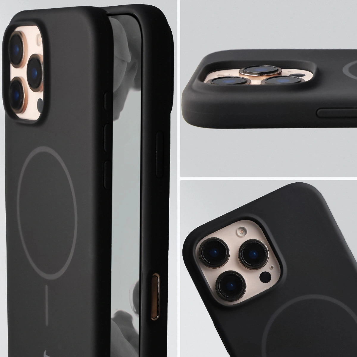 Zbliżenie na wycięcie na obiektywy w etui Bizon Soft Case do Apple iPhone 16 Pro Max