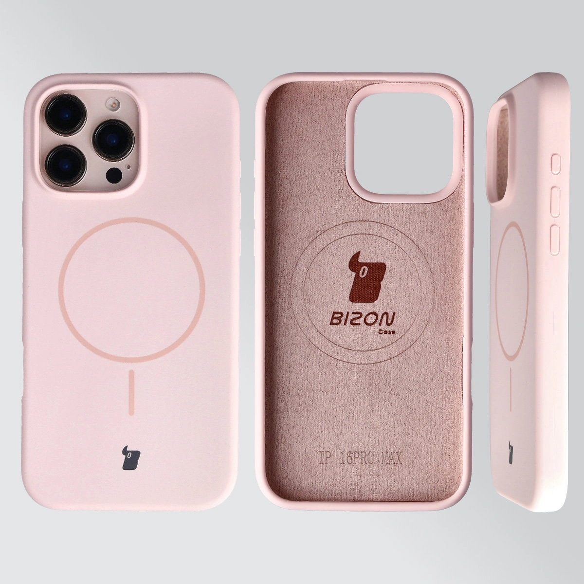 Konstrukcja etui Bizon Soft Case Magnetic: silikon, mikrofibra i zintegrowane osłony do Apple iPhone 16 Pro Max