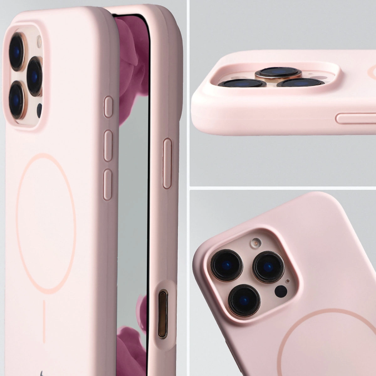 Zbliżenie na wycięcie na obiektywy w etui Bizon Soft Case do Apple iPhone 16 Pro Max