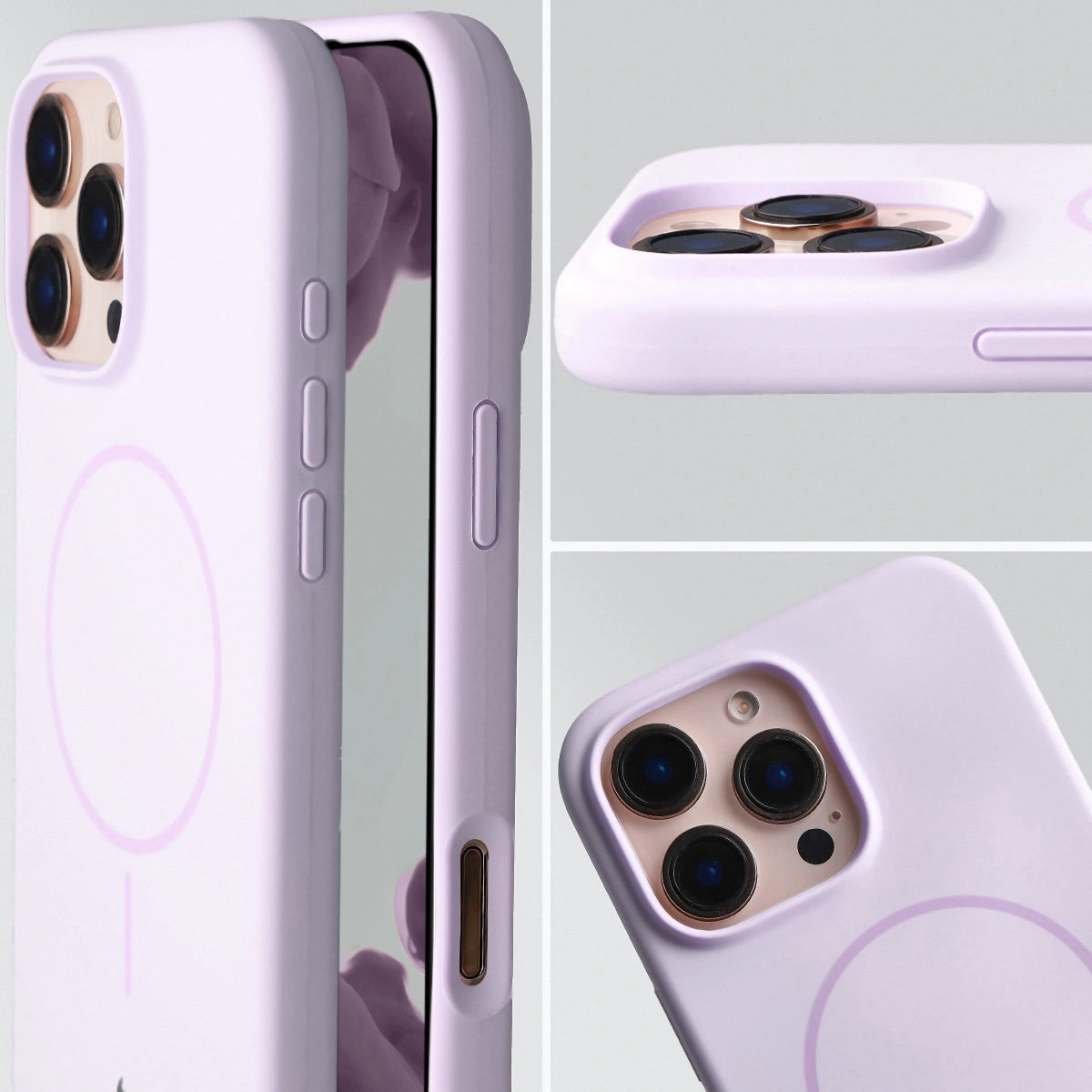 Zbliżenie na wycięcie na obiektywy w etui Bizon Soft Case do Apple iPhone 16 Pro Max