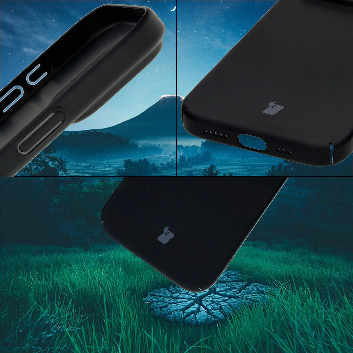 Integrated covers for buttons, cutouts, and hard material of the Bizon Case Łupka for Apple iPhone 16 Pro