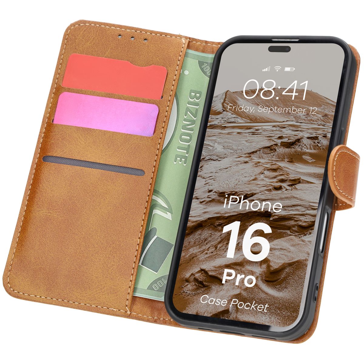 Etui cu clapetă Bizon Case Pocket pentru Apple iPhone 16 Pro