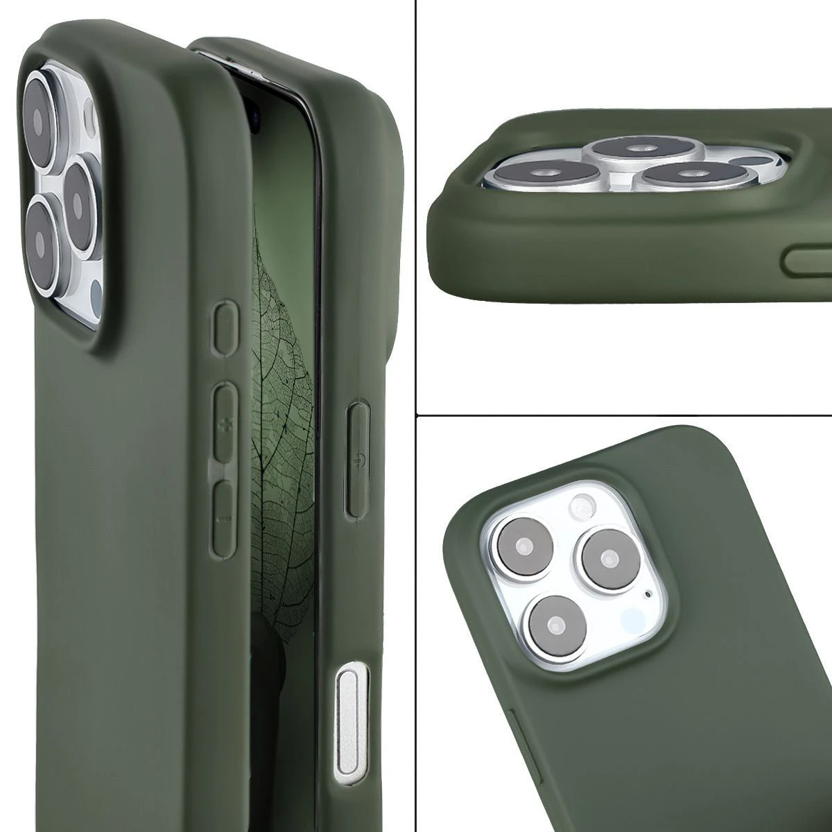 Margini ridicate și suprafață antiderapantă în husa Bizon Case ReLeaf pentru Apple iPhone 16 Pro