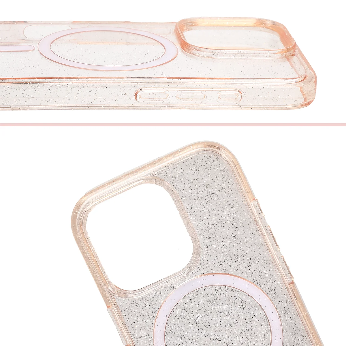 Raised camera edges and large cutout in Bizon Case SparklO for Apple iPhone 16 Pro