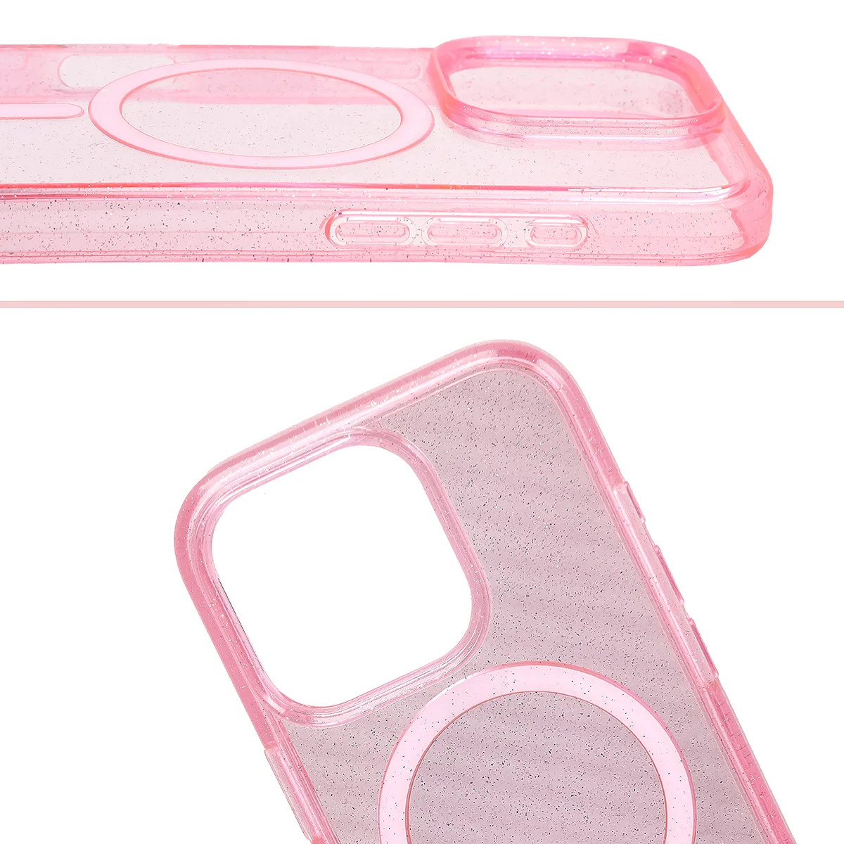 Raised edges of the camera and large cutout in Bizon Case SparklO for Apple iPhone 16 Pro