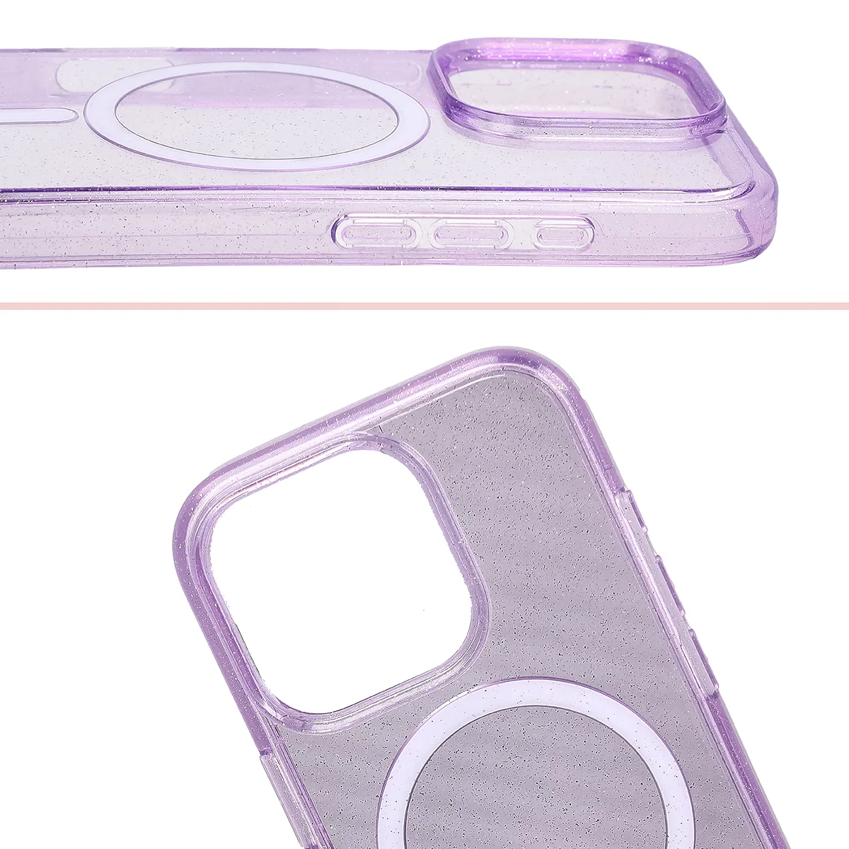 Raised edges for the camera and large cutout in Bizon Case SparklO for Apple iPhone 16 Pro