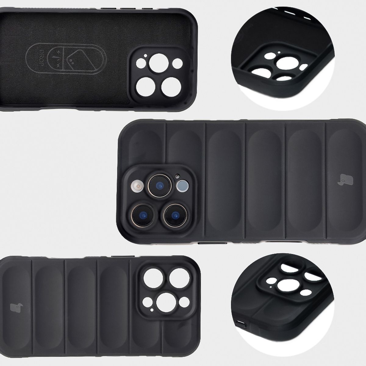 Mikrofaser-Innenfutter, Vertiefungen auf der Rückseite und verstärkte Ecken im Etui Bizon Case Tur