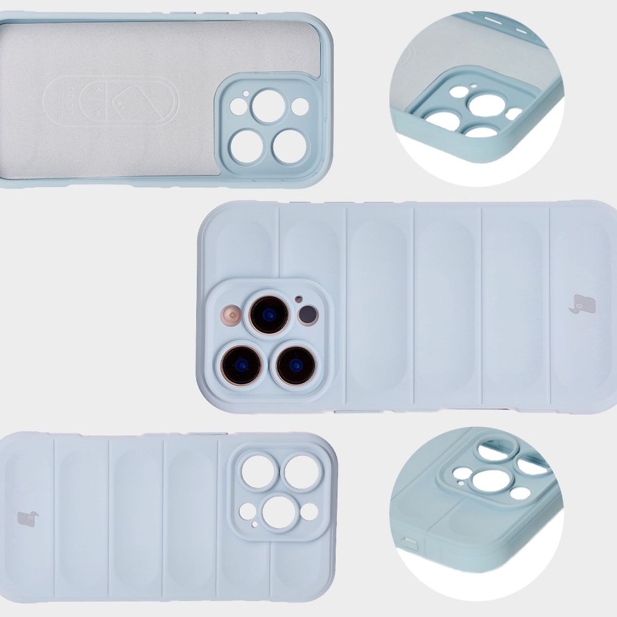 Microfiber lining, grooves on the back and reinforced corners in Bizon Case Tur