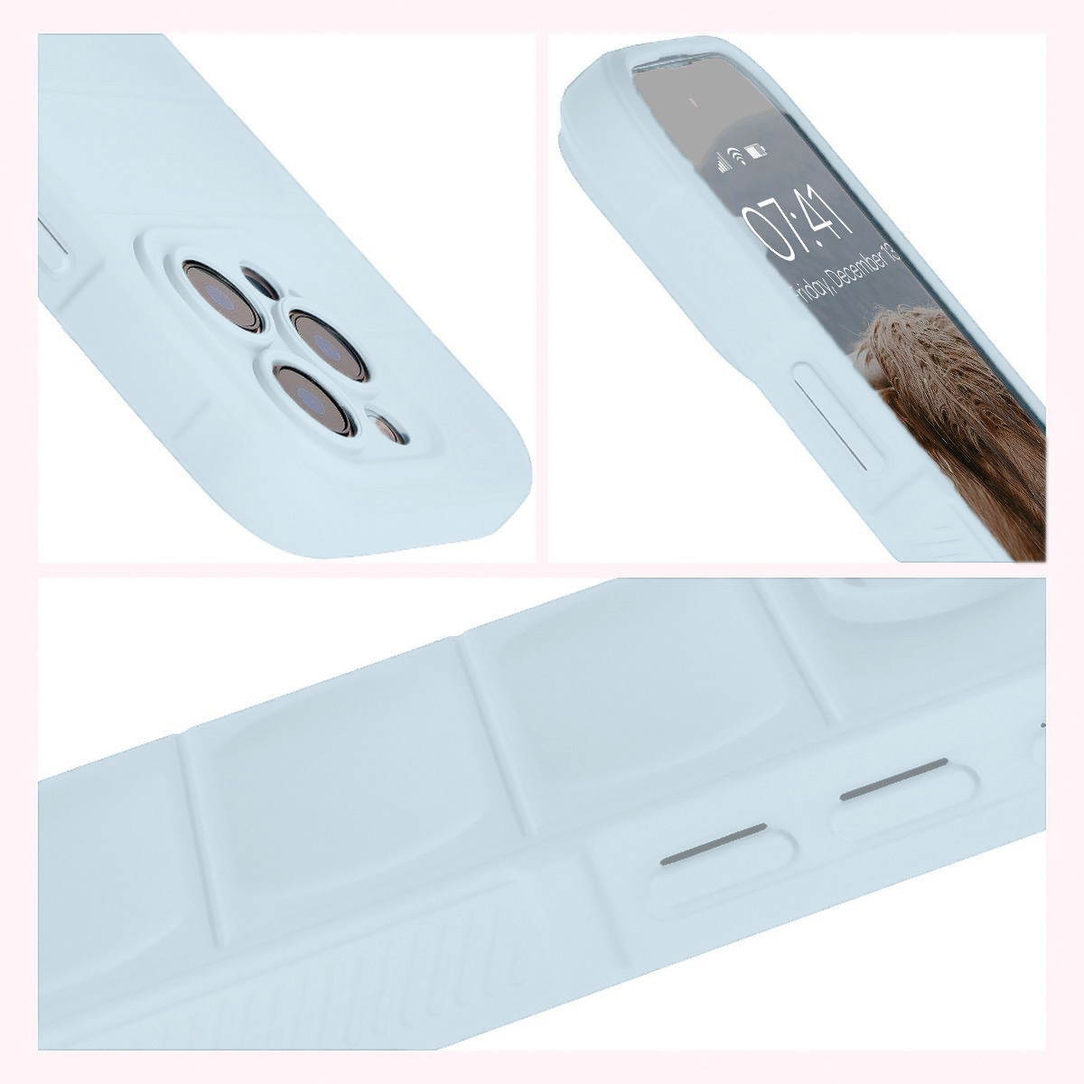 Textured sides and raised edges for the screen and camera in Bizon Case Tur
