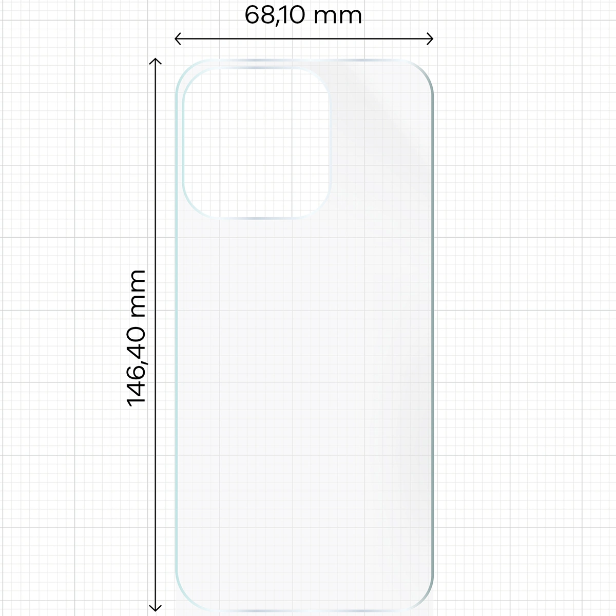 Wymiary dla folii hydrożelowej na tył telefonu Bizon Glass Hydrogel Back do Apple iPhone 16 Pro