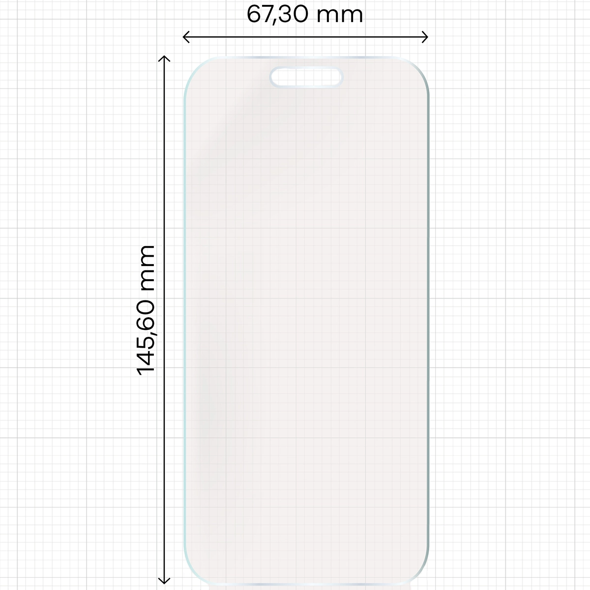 Miarka z wymiarami folii matowej Bizon Glass Film Sun do Apple iPhone 16 Pro