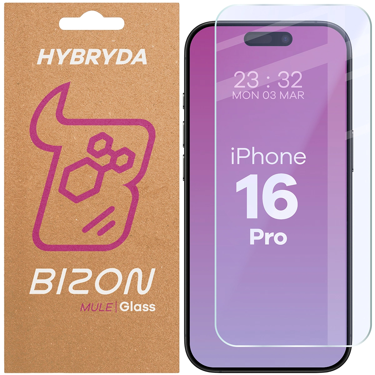 Szkło hybrydowe na ekran Bizon Glass Mule do iPhone 16 Pro