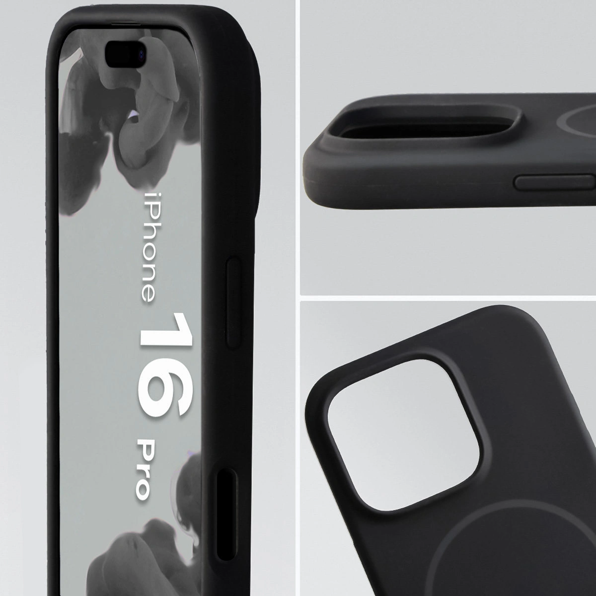 Zbliżenie na wycięcie na obiektywy w etui Bizon Soft Case do Apple iPhone 16 Pro