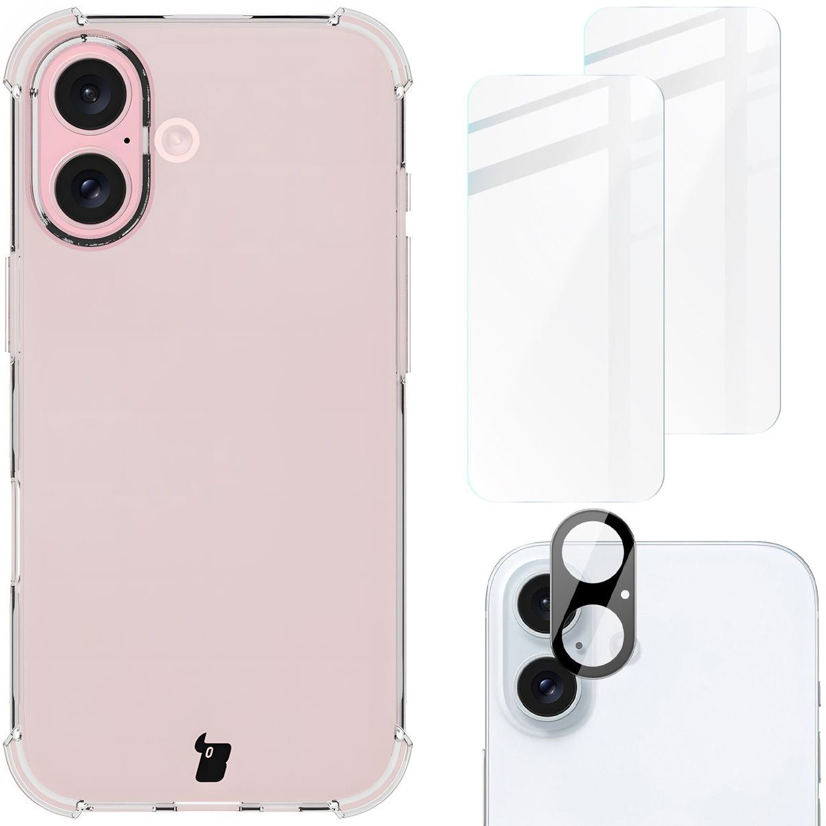 Bizon Case Salpa + tempered glass Bizon Glass Clear 2 - 2 pcs. + lens glass Bizon Glass Lens, Apple iPhone 16