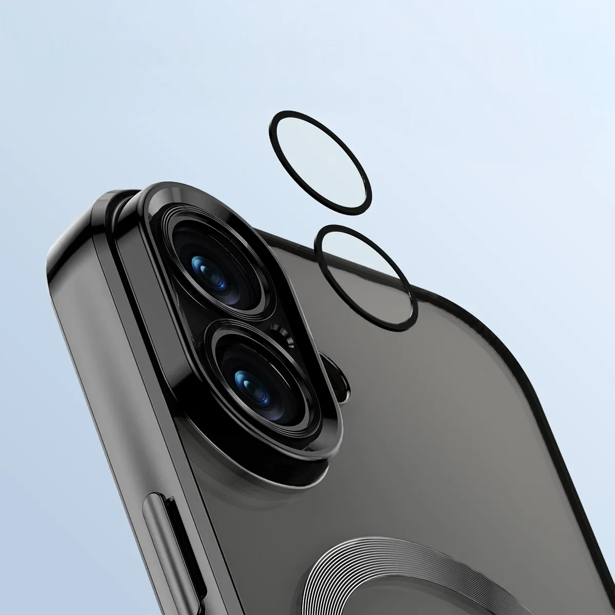 Metaliczna ramka, podniesione krawędzie i zintegrowane osłony w etui Bizon Case GuardO do Apple iPhone 16