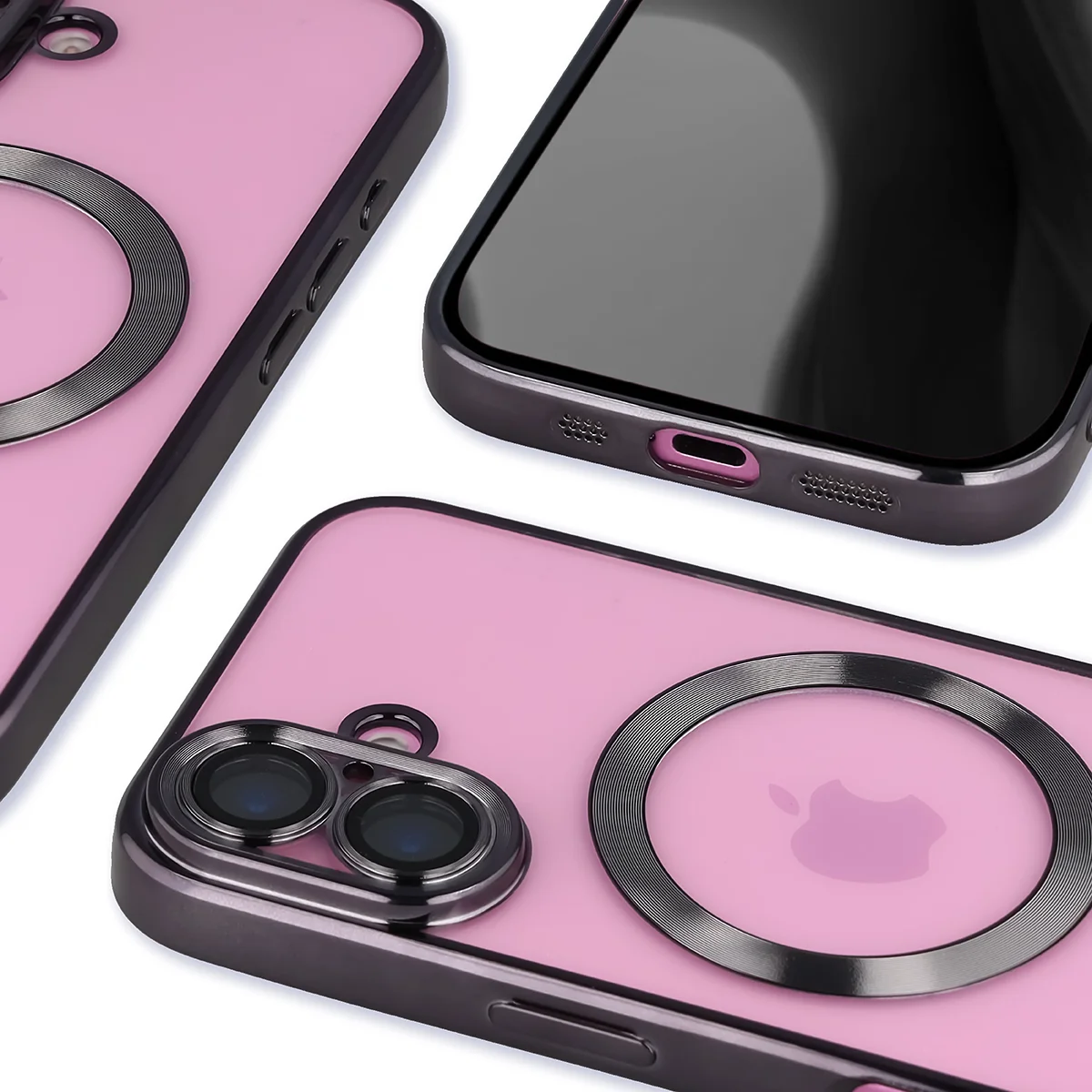 Zbliżenie na wbudowaną ochronę aparatu w Bizon Case GuardO do Apple iPhone 16