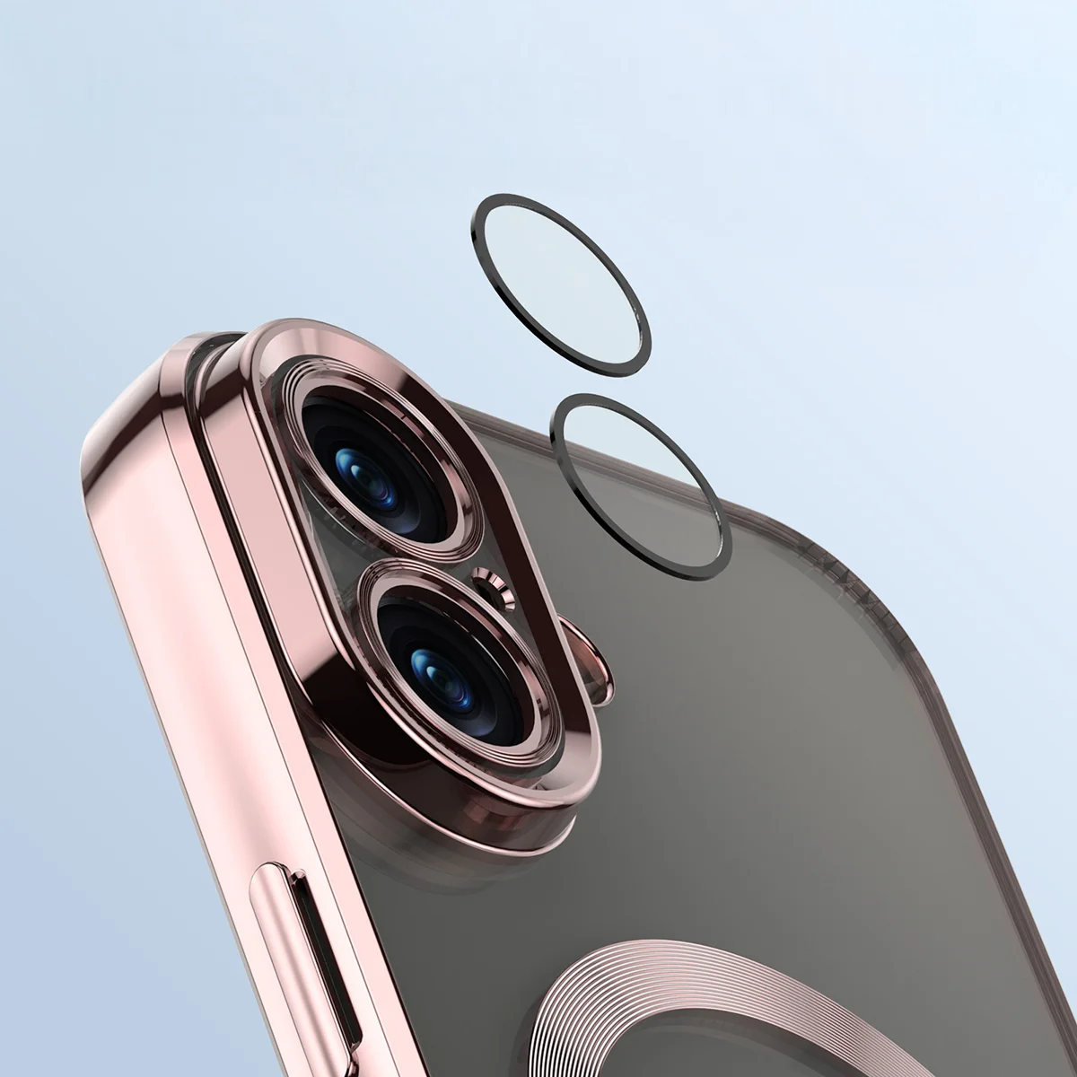 Metaliczna ramka, podniesione krawędzie i zintegrowane osłony w etui Bizon Case GuardO do Apple iPhone 16