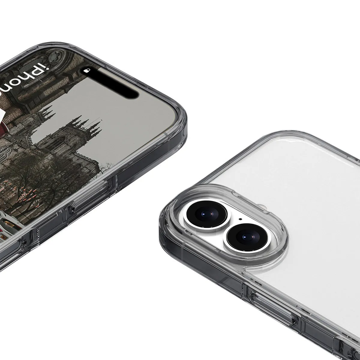 Verstärkte Ecken und erhöhte Ränder des Bildschirms in der Bizon Case Halo Hülle für Apple iPhone 16