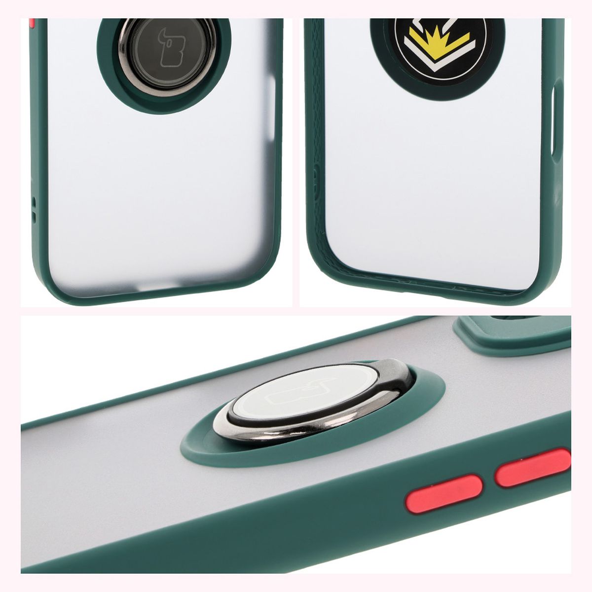 Caracteristici Bizon Case Hybrid Ring: ramă antiderapantă și design mat
