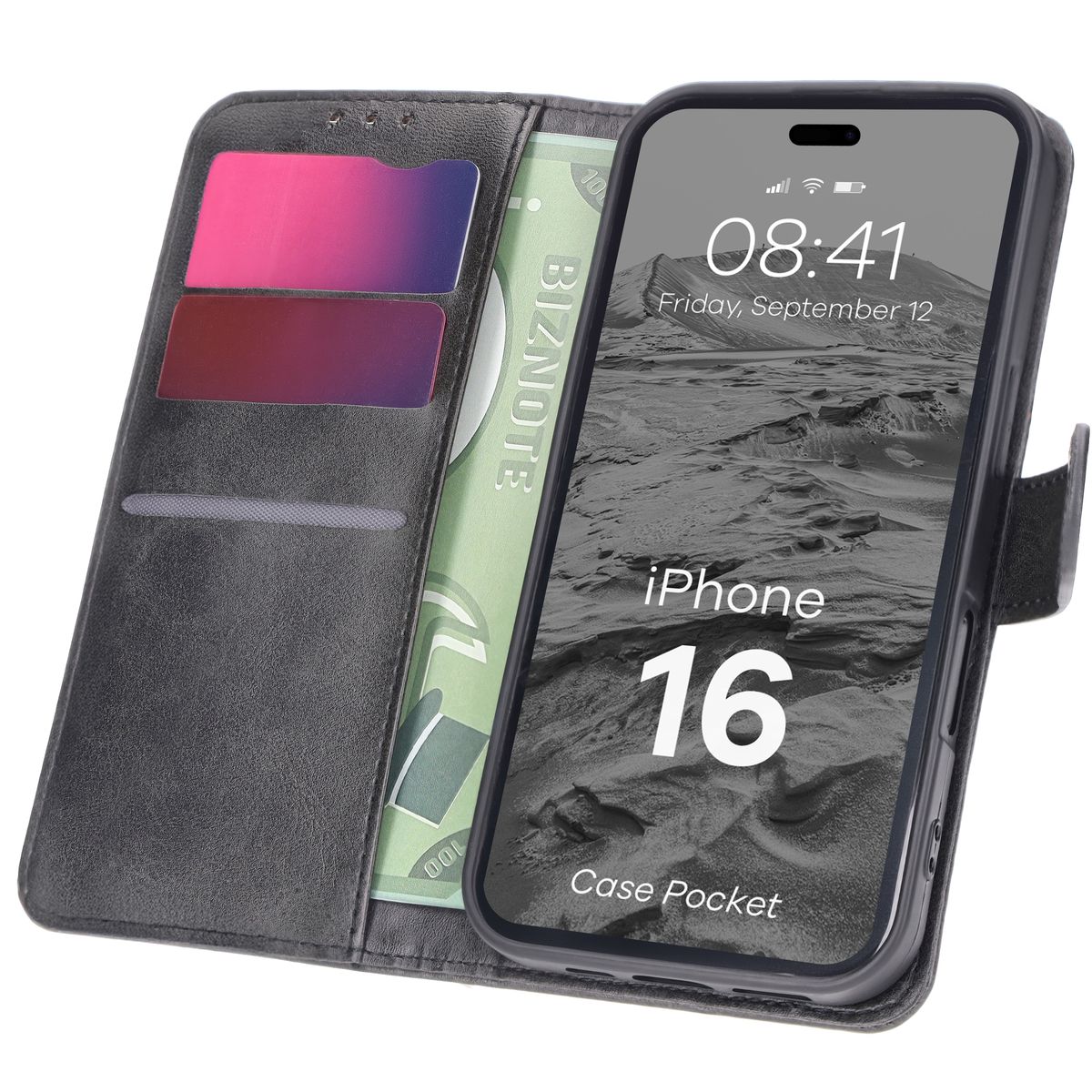 Etui cu clapetă Bizon Case Pocket pentru Apple iPhone 16