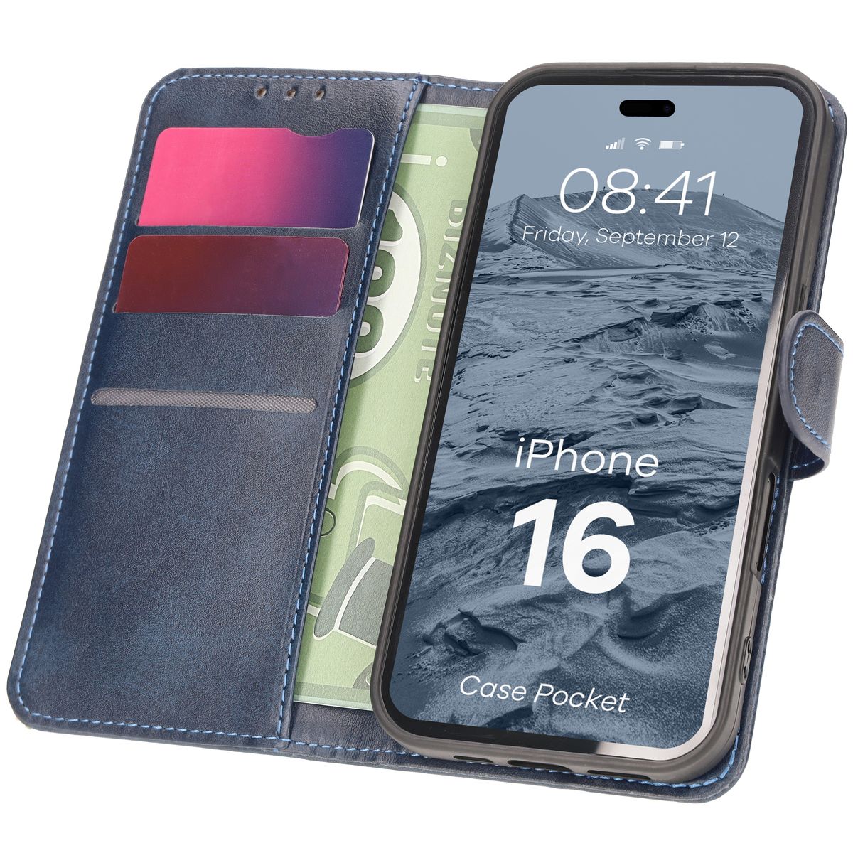 Etui cu clapă Bizon Case Pocket pentru Apple iPhone 16