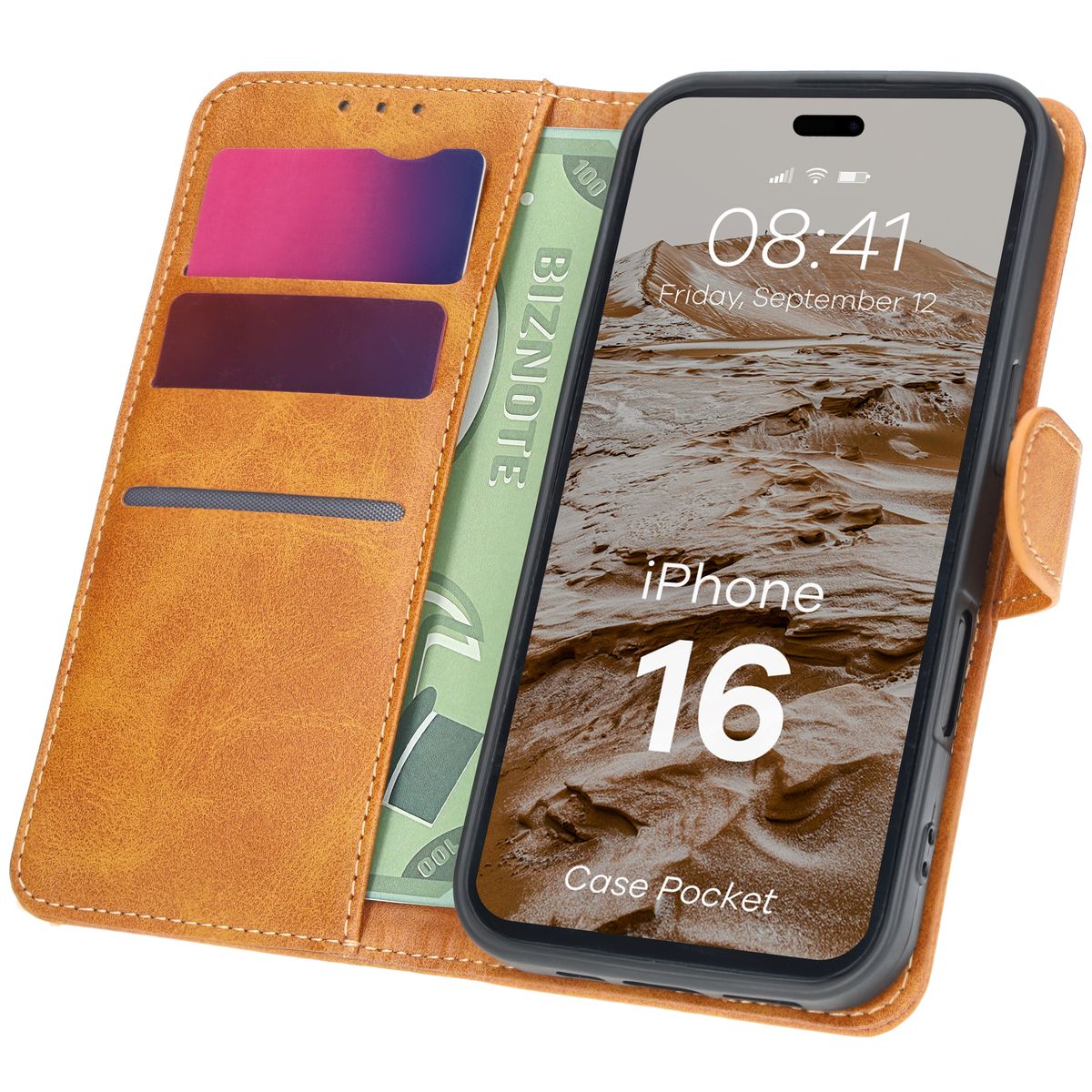 Etui cu clapetă Bizon Case Pocket pentru Apple iPhone 16