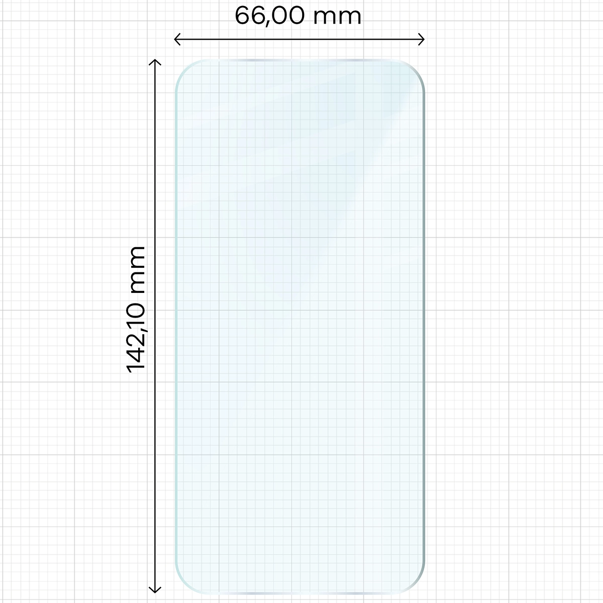 Miarka z wymiarami szkła hartowanego Bizon Glass Clear Duo do Apple iPhone 15 / Apple iPhone 15 Pro / Apple iPhone 16 