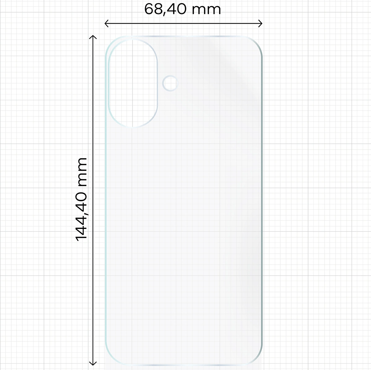 Wymiary dla folii hydrożelowej na tył telefonu Bizon Glass Hydrogel Back do Apple iPhone 16