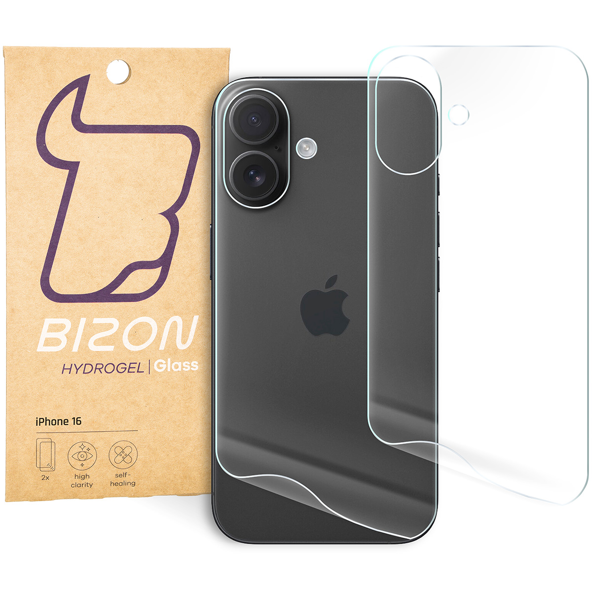 Folia hydrożelowa na tył telefonu Bizon Glass Hydrogel Back do iPhone 16, 2 sztuki