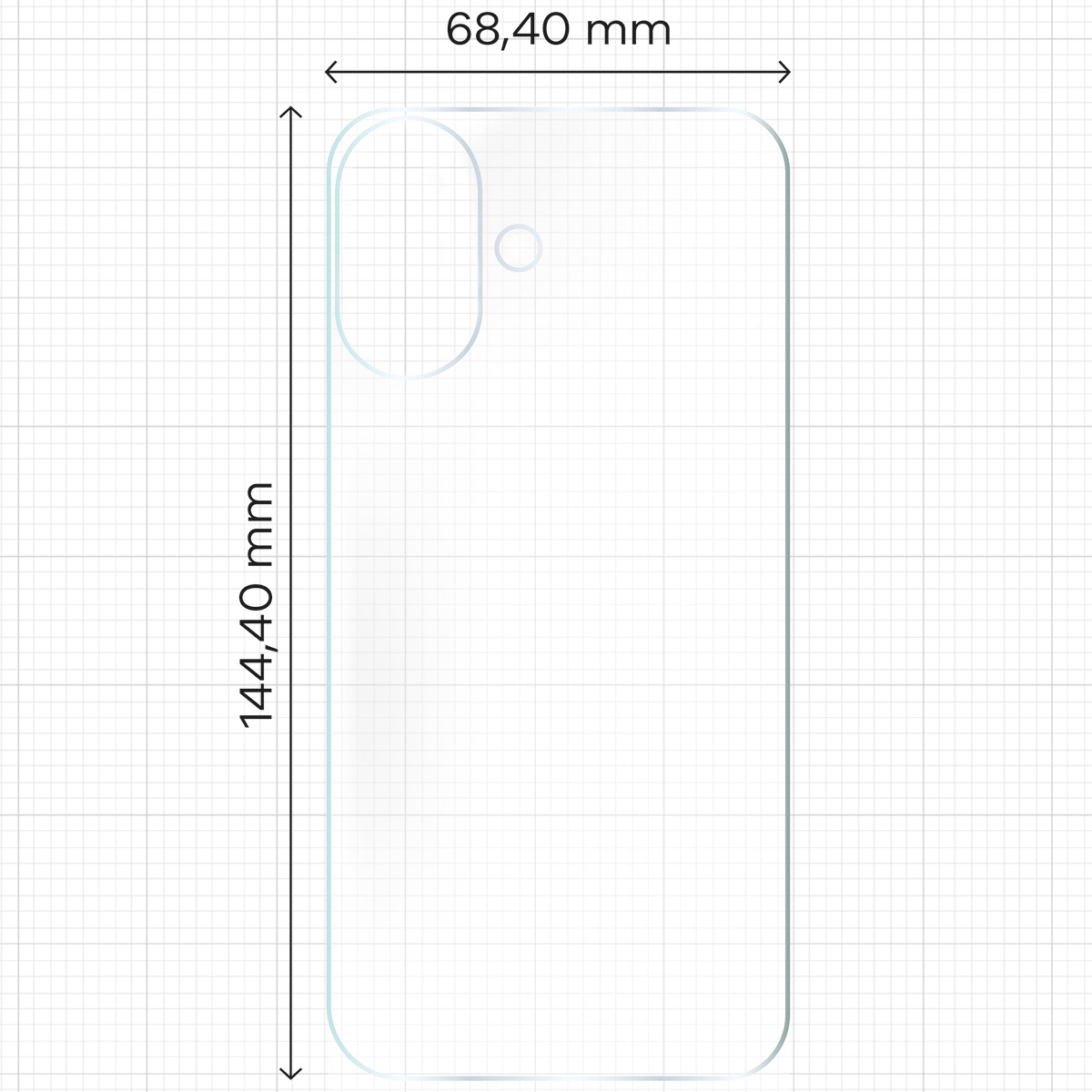 Wymiary dla folii hydrożelowej na tył telefonu Bizon Glass Hydrogel Back