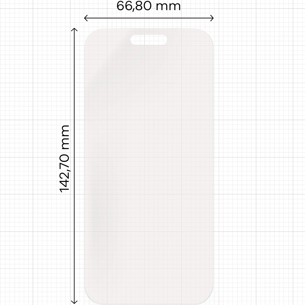 Miarka z wymiarami folii matowej Bizon Glass Film Sun do Apple iPhone 16