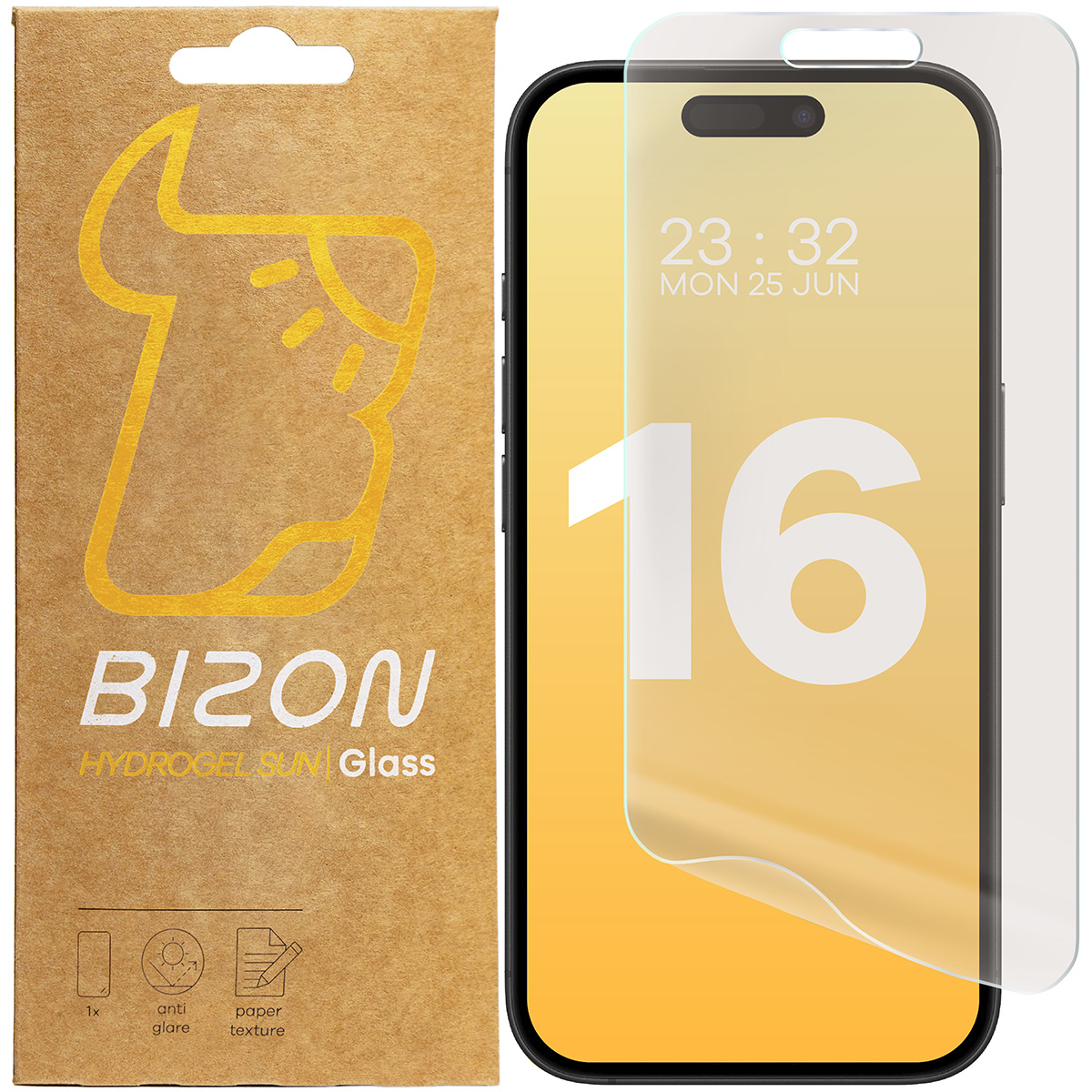 Folia matowa na ekran Bizon Glass Hydrogel Sun do Apple iPhone 16, 2 sztuki