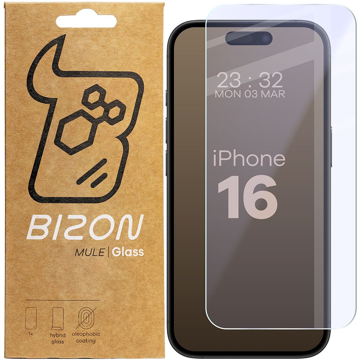Szkło hybrydowe na ekran Bizon Glass Mule do Apple iPhone 16