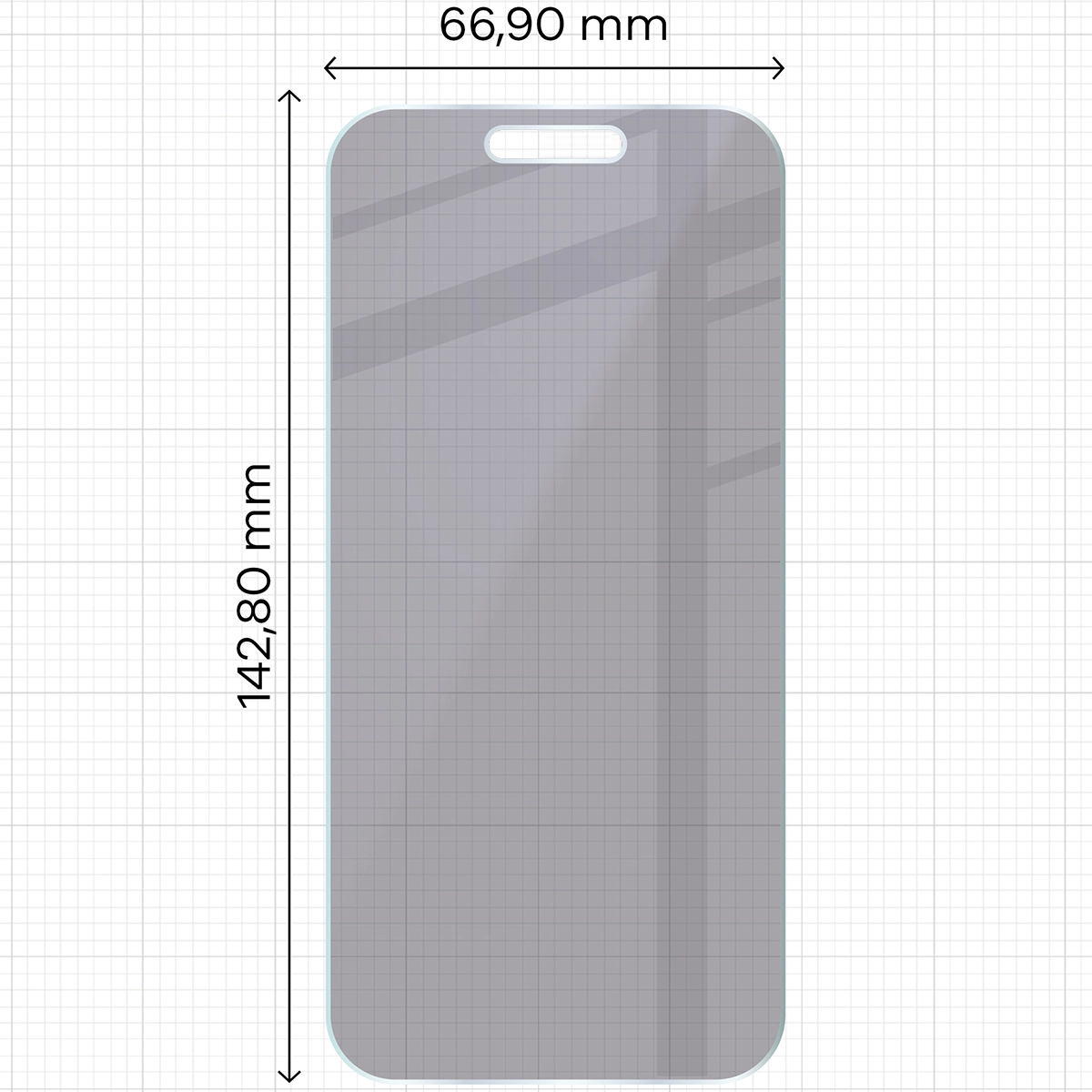 Wymiary szkła Bizon Glass Mule Shadow do iPhone 16