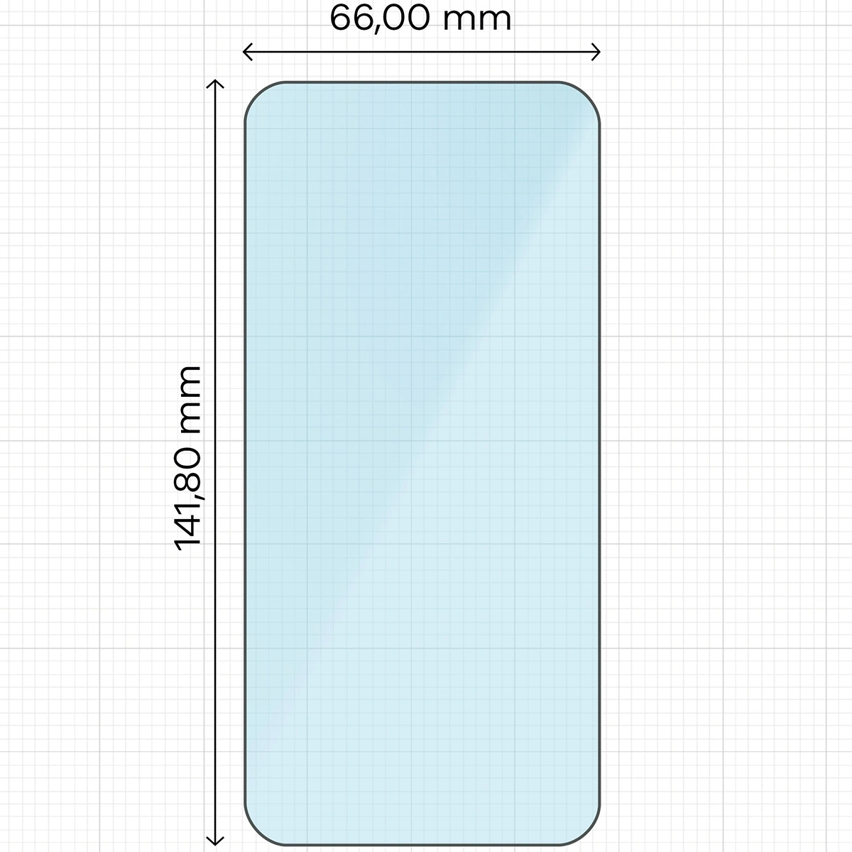 Miarka z wymiarami szkła hartowanego Bizon Smart Glass do iPhone 15 / 16