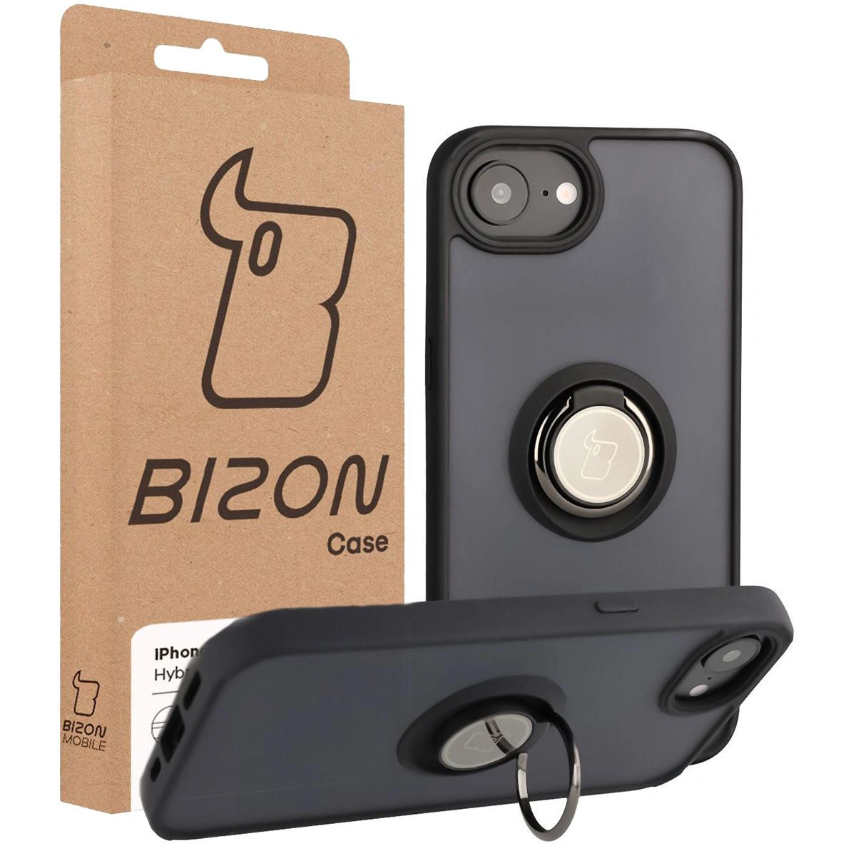 Przód pudełka Bizon Case z dedykowaną etykietą do Apple iPhone 16e
