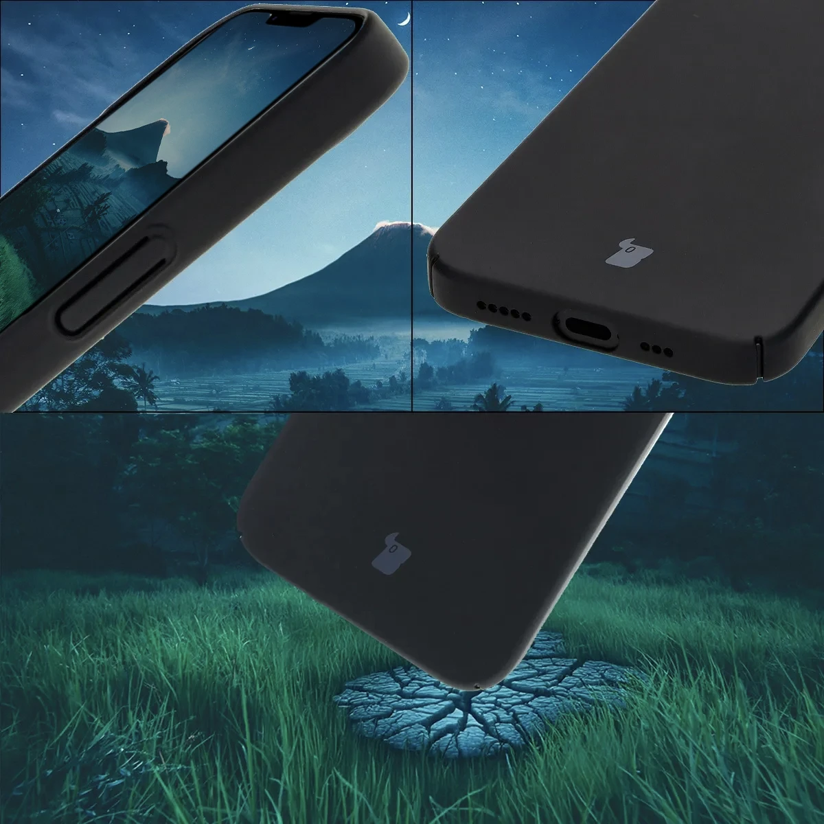 Integrated button covers, cutouts, and hard material of the Bison Case Slate