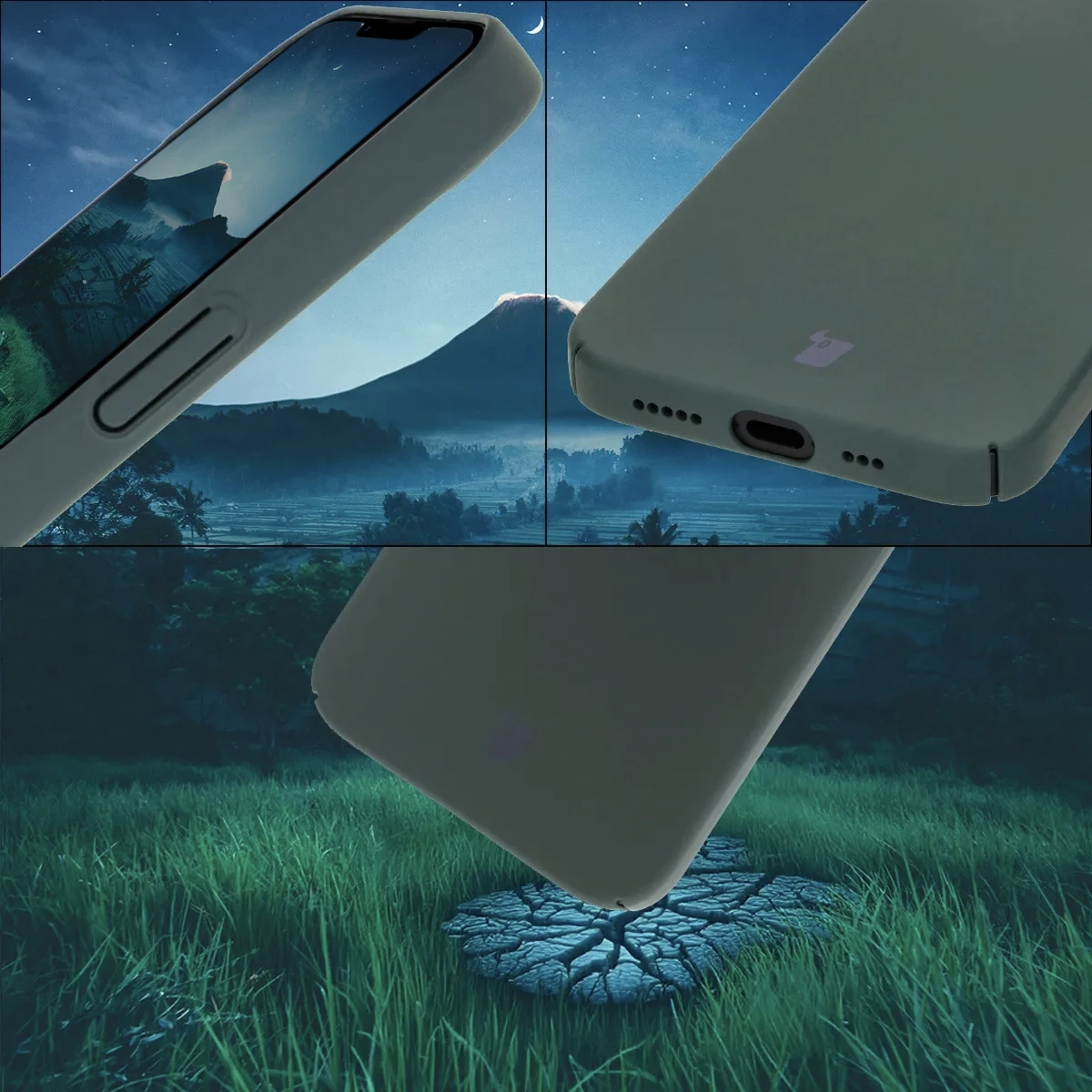 Integrated button covers, cutouts, and hard material of the Bizon Case Łupka