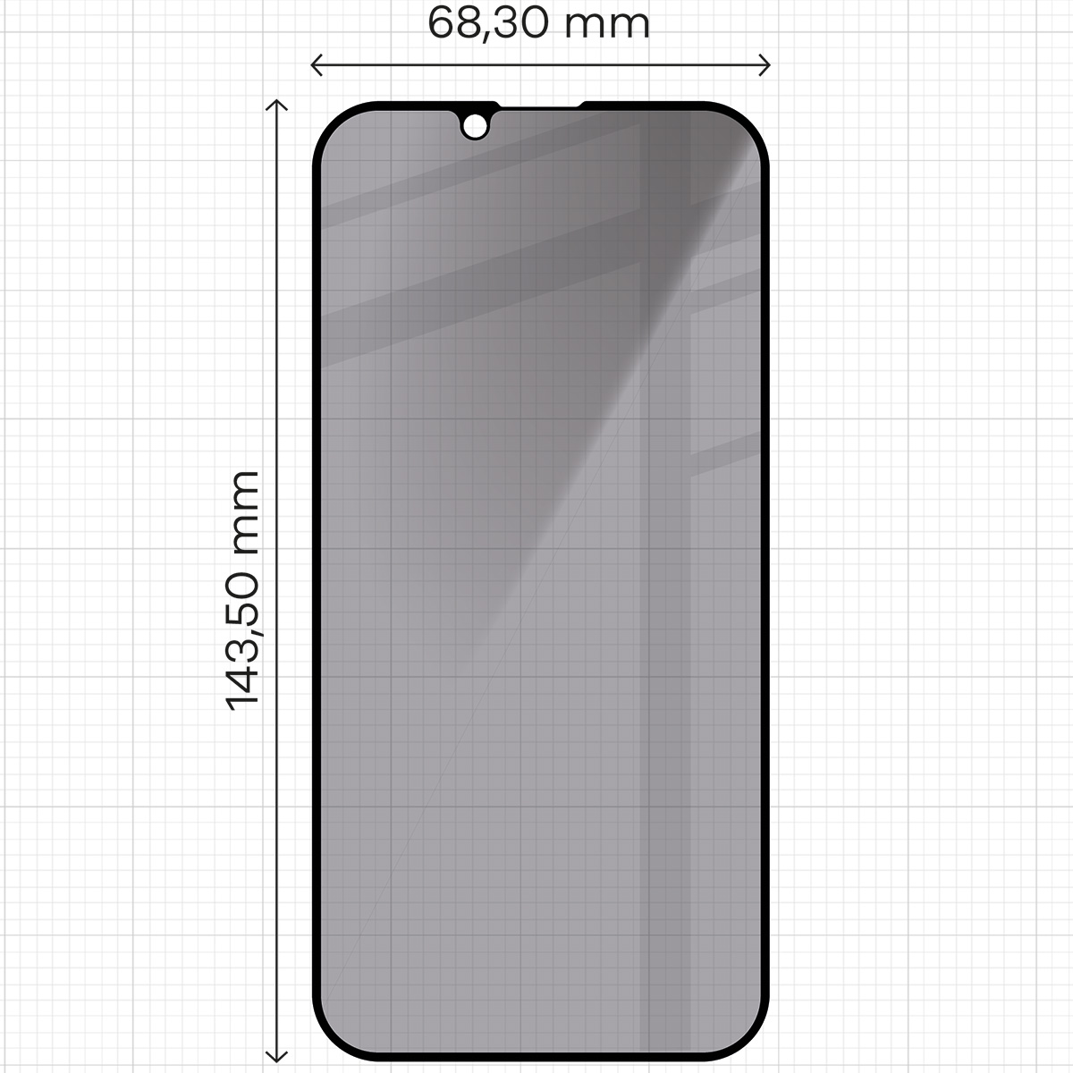 Zdjęcie na miarce szkła Bizon Glass Edge Shadow do Apple iPhone 16e / 14 / 13 Pro / 13