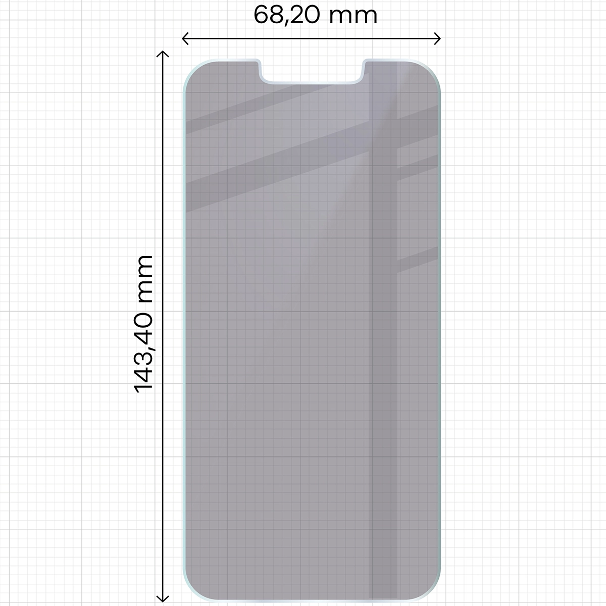 Wymiary szkła Bizon Glass Mule Shadow do Apple iPhone 16e