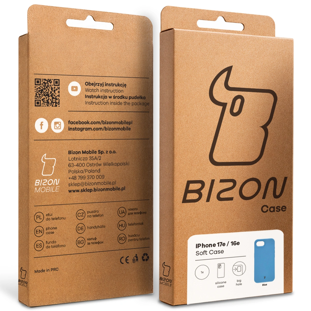 Kraft box Bizon Case with a dedicated label for Apple iPhone 16e