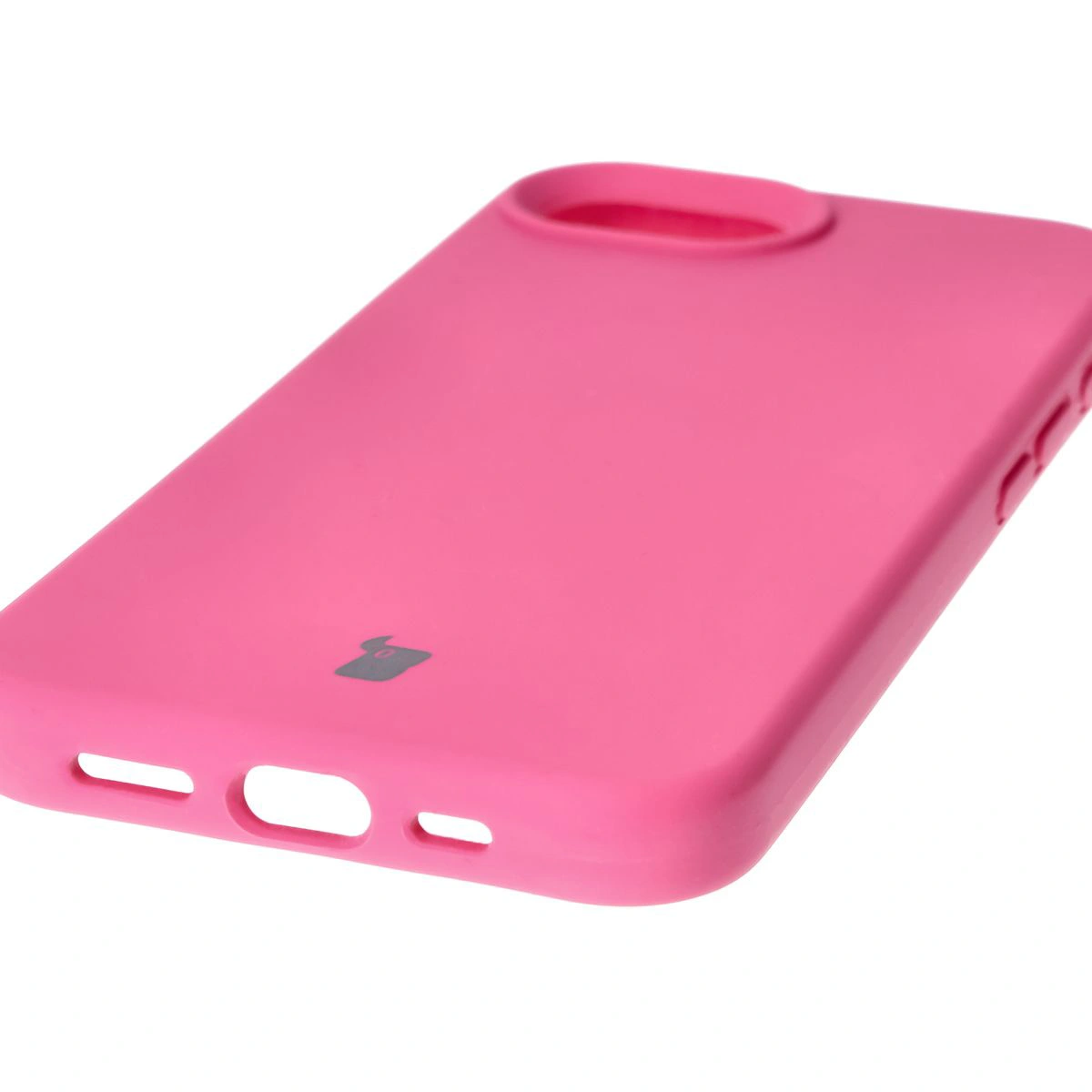 Close-up of precise cutouts and wireless charging capability in the Bison Soft Case