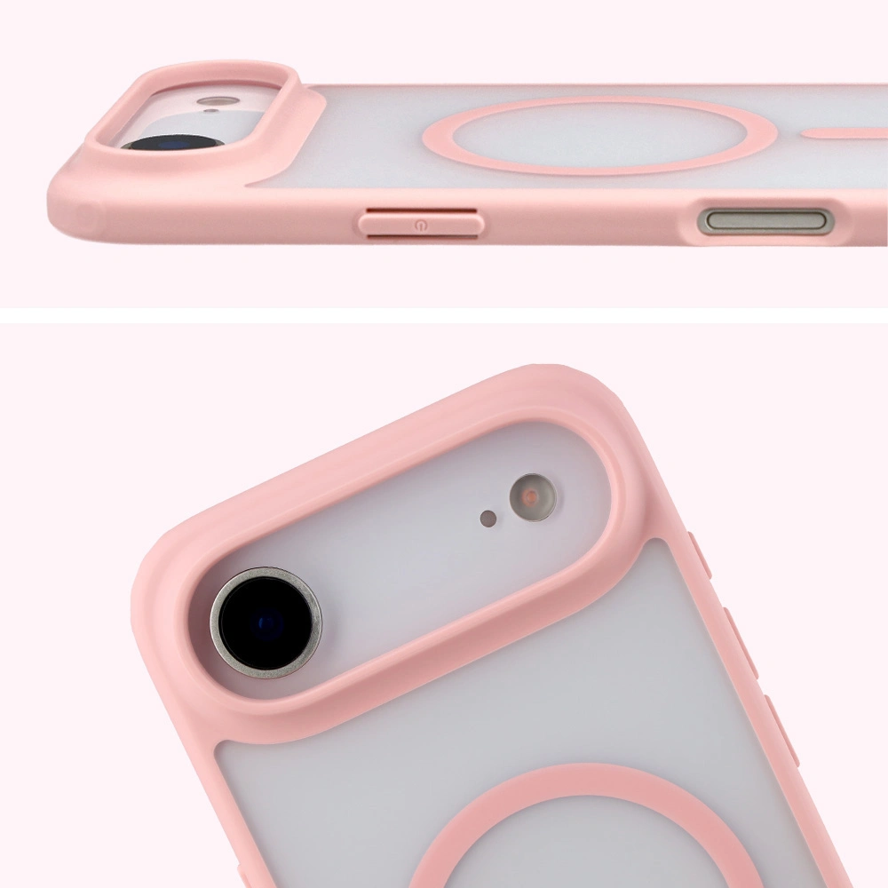 Pełne wycięcie i podwyższone krawędzie aparatu w etui Bizon Case MatteO do Apple iPhone 17 Air