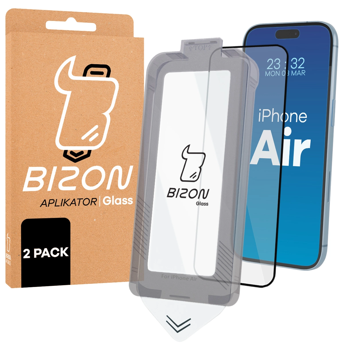 Szkło do łatwej aplikacji Bizon Glass Aplikator dla Apple iPhone 17 Air