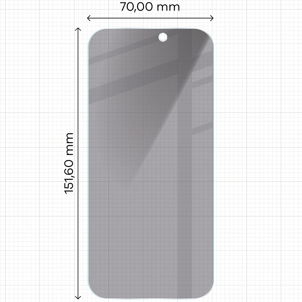 Miarka z wymiarami szkła Bizon Glass Clear Shadow do iPhone Air